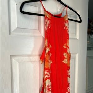Red Floral Sleeveless Dress